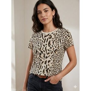 ATM Anthony Thomas Melillo Leopard Print Cotton Crew Neck T-Shirt Small